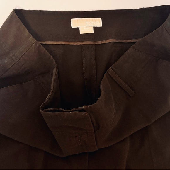 Michael Kors Women's Dark Brown Bottom Cuff Capris Cropped Stretch Size 14P - Picture 3 of 16